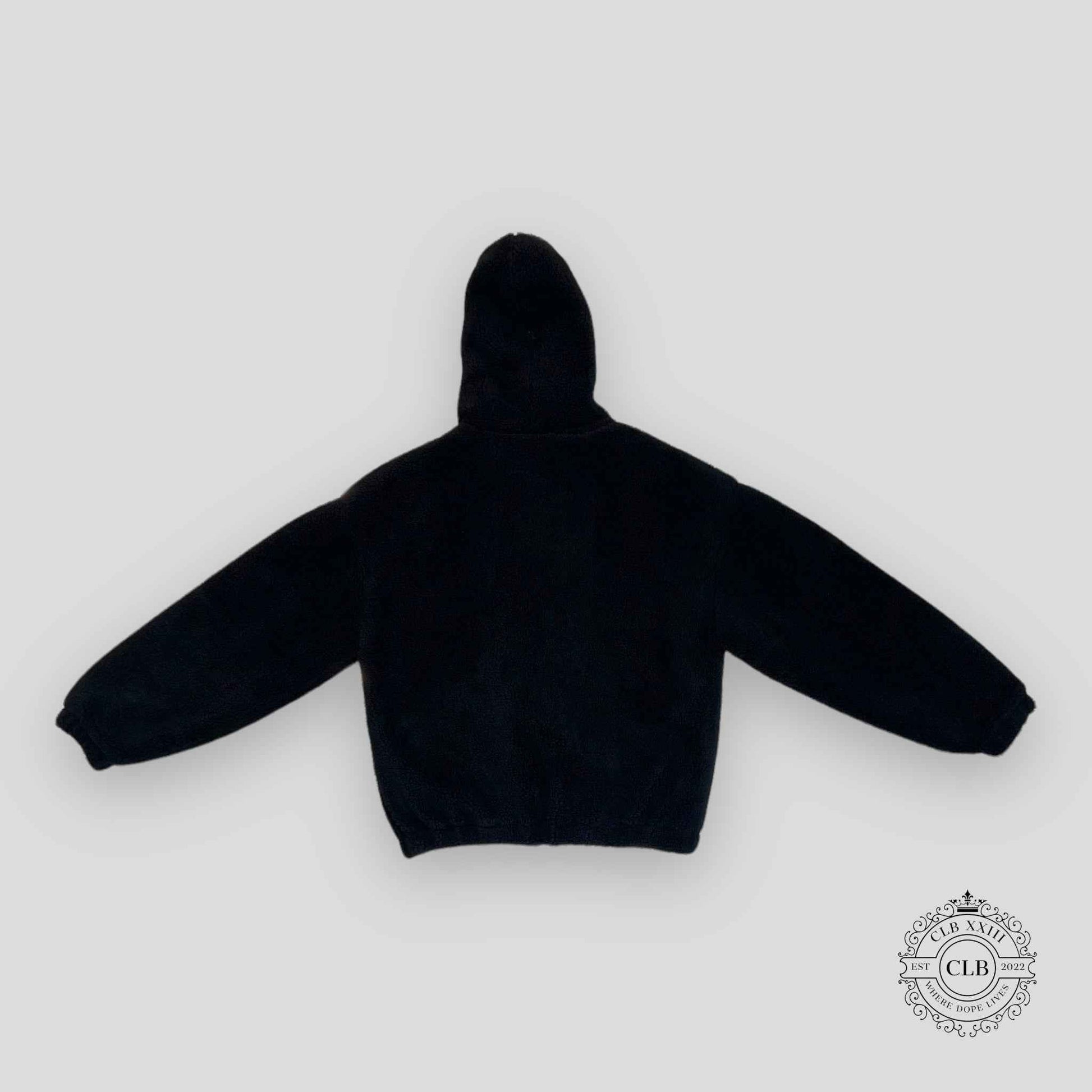 Celine Homme Logo Embellished Fleece Hoodie in Black
