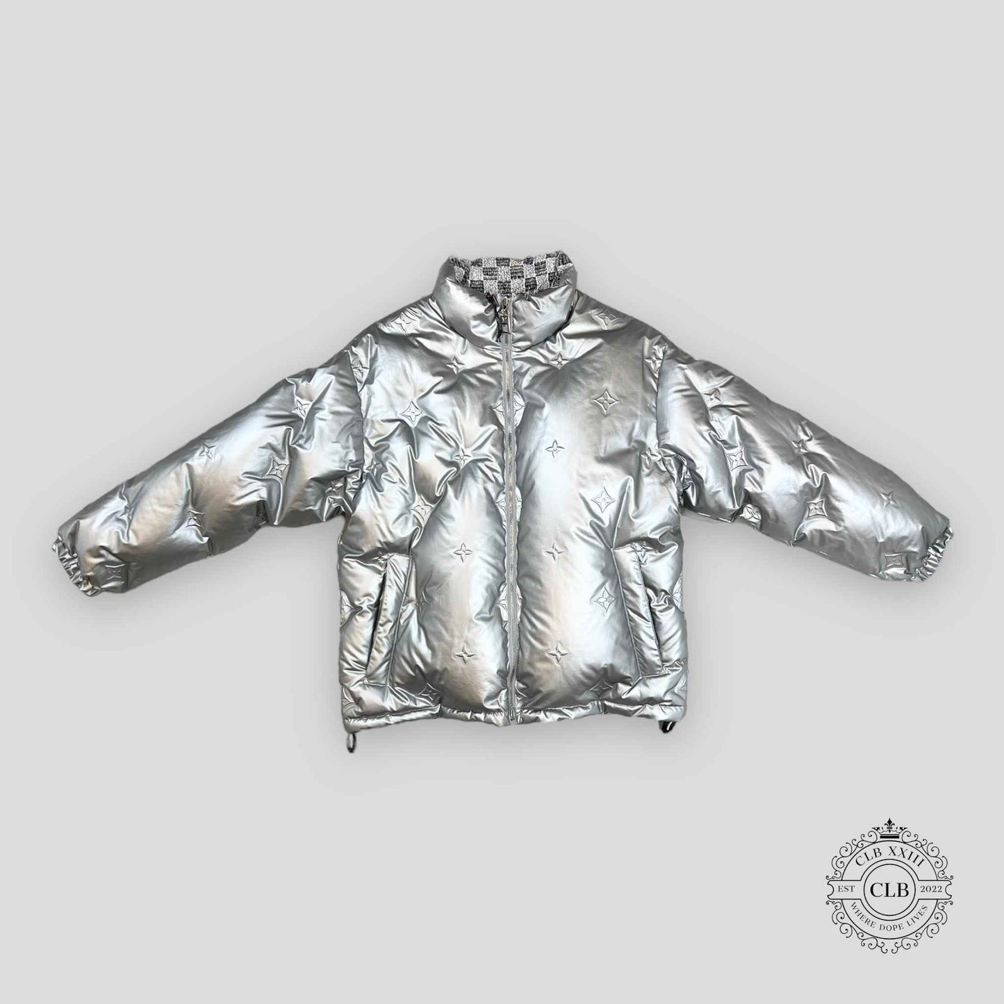 Louis Vuitton Reversible Monogram Puffer Jacket in Silver