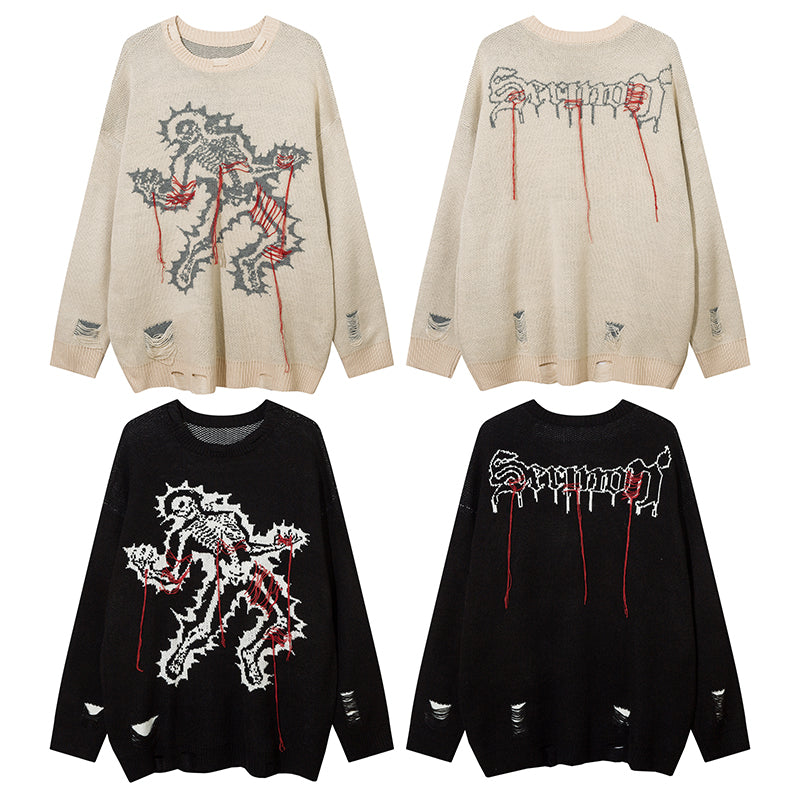 Grim Stitches | High Street Gothic Knit Jumper - Luxuryurbanwear