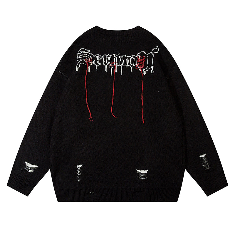 Grim Stitches | High Street Gothic Knit Jumper - Luxuryurbanwear