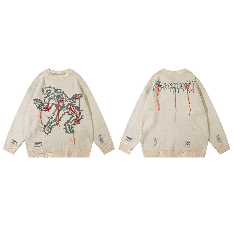 Grim Stitches | High Street Gothic Knit Jumper - Luxuryurbanwear