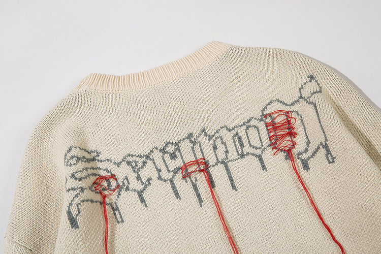 Grim Stitches | High Street Gothic Knit Jumper - Luxuryurbanwear