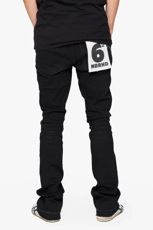 6THNBRHD Jeans Black Washed Distressed