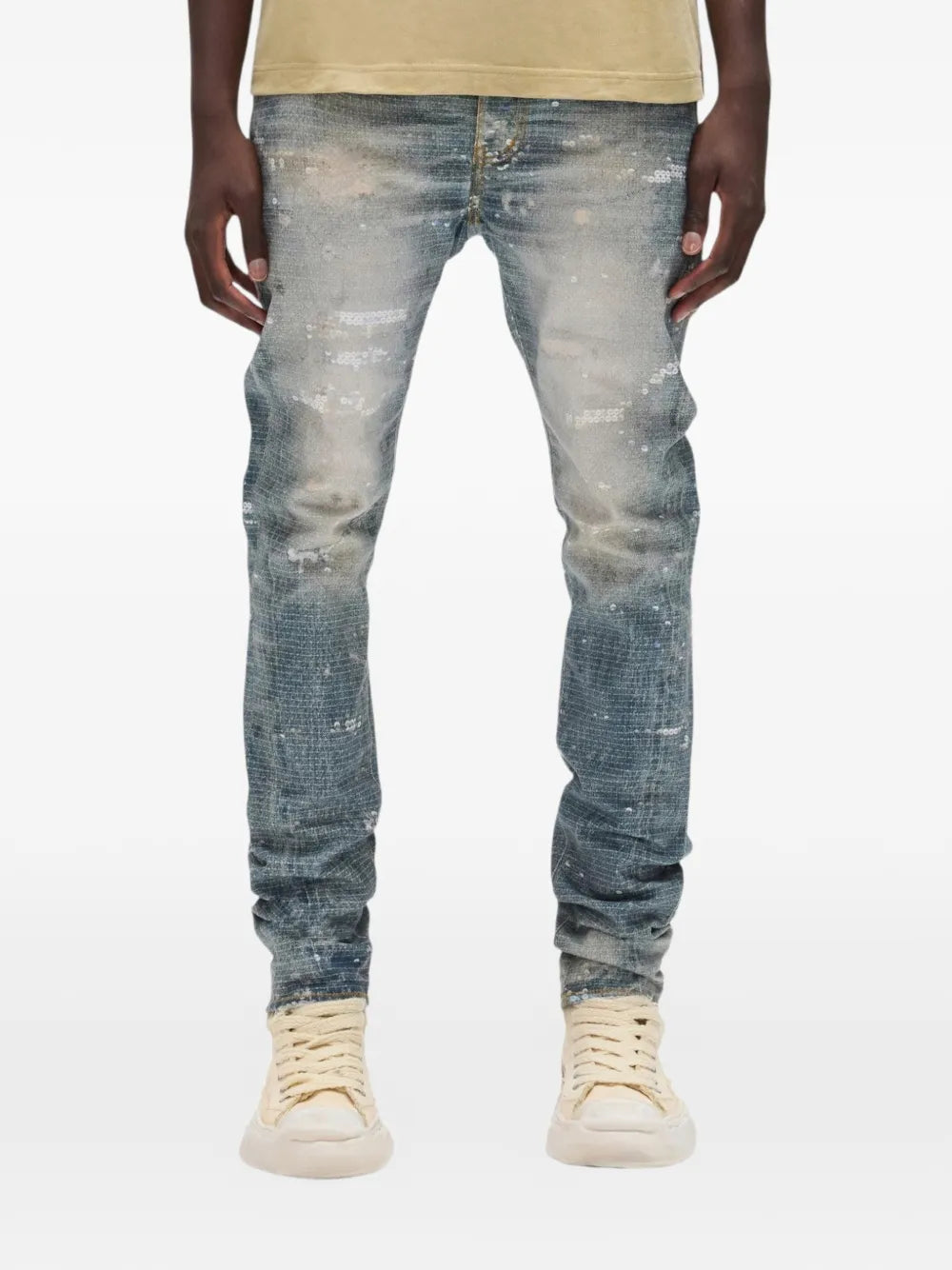PURPLE Jeans Distressed Paint Splatter Light Wash
