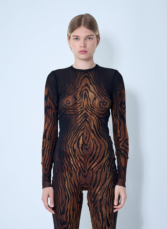 Jean Paul Gaultier Women Wood Mesh Top