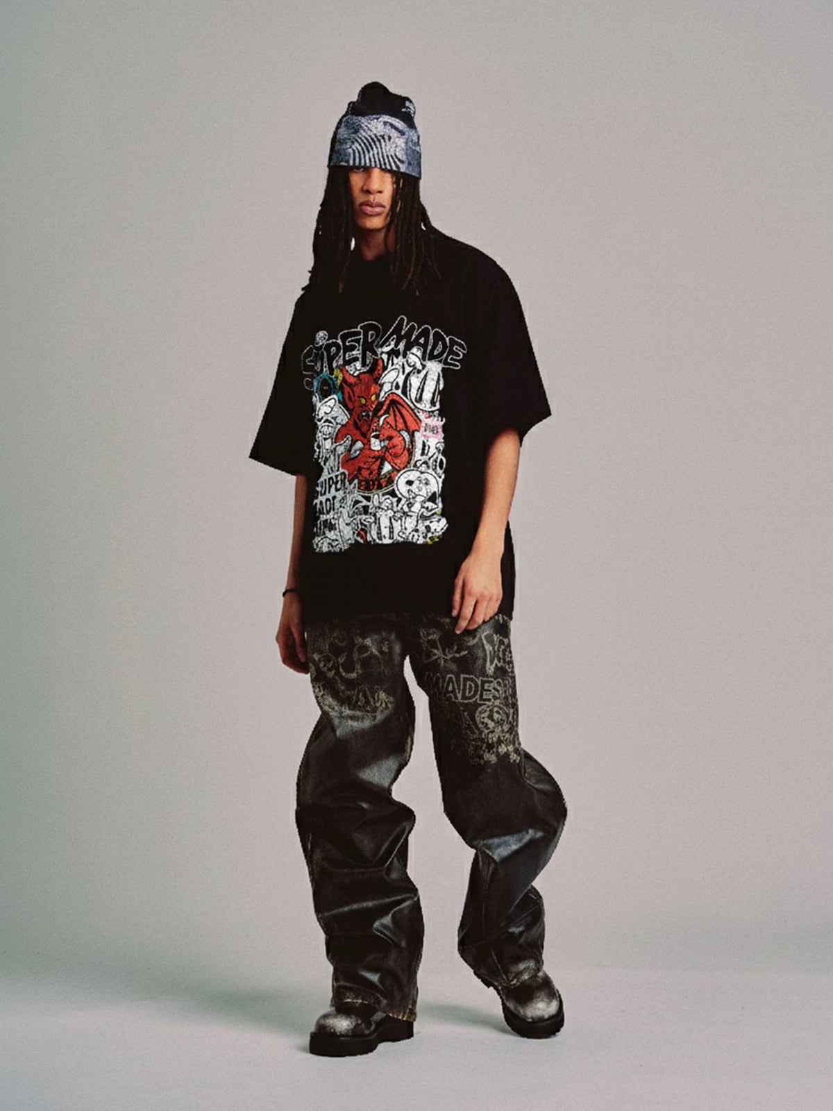 Street Devil Collage Pattern T-shirt