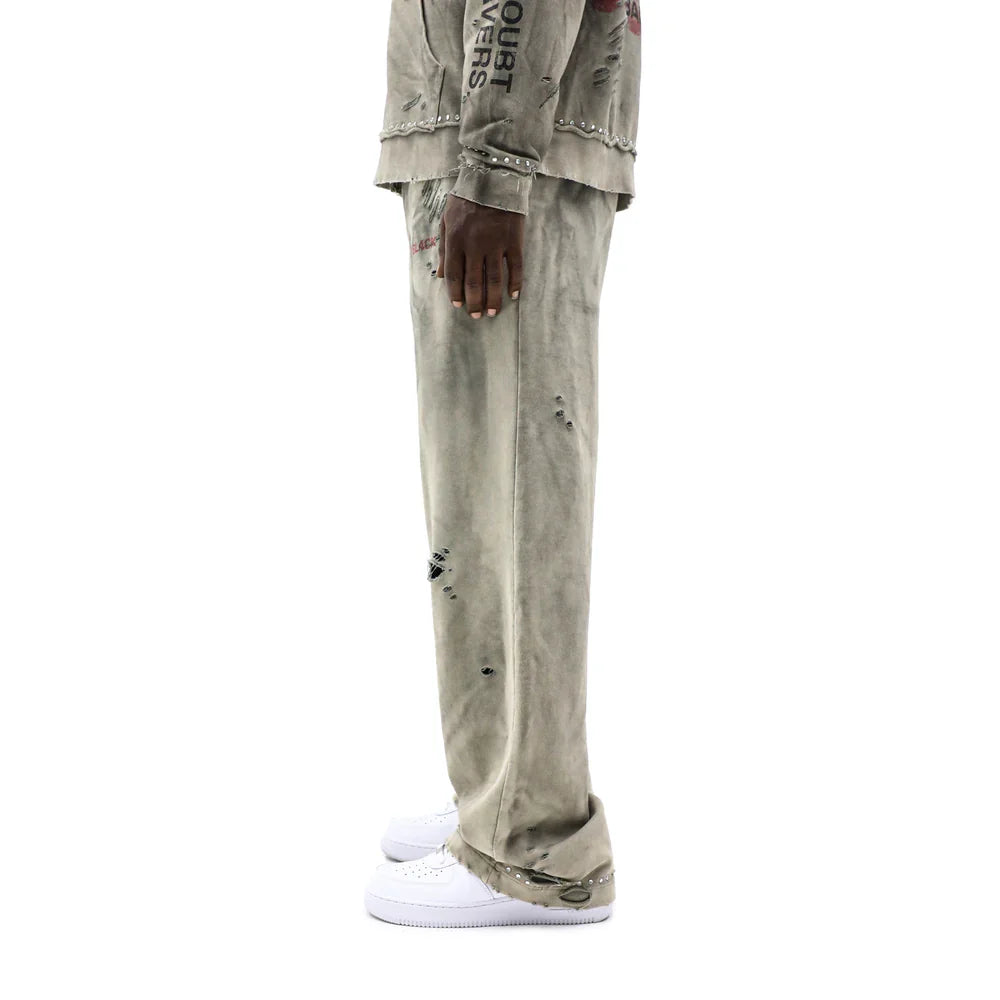 BLACK ISLAND Sweatpants Distressed Vintage Wash