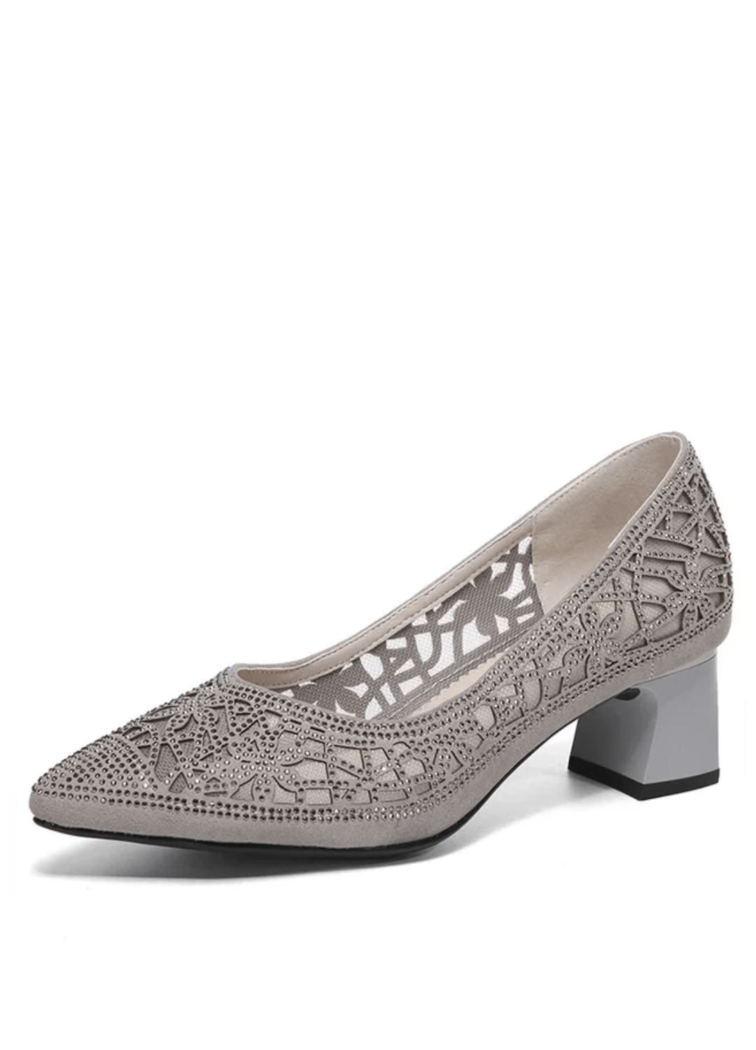 USS Shoes Mary Women's Rhinestone Pointed Toe Pumps Sale Drop Gray (Size 9)