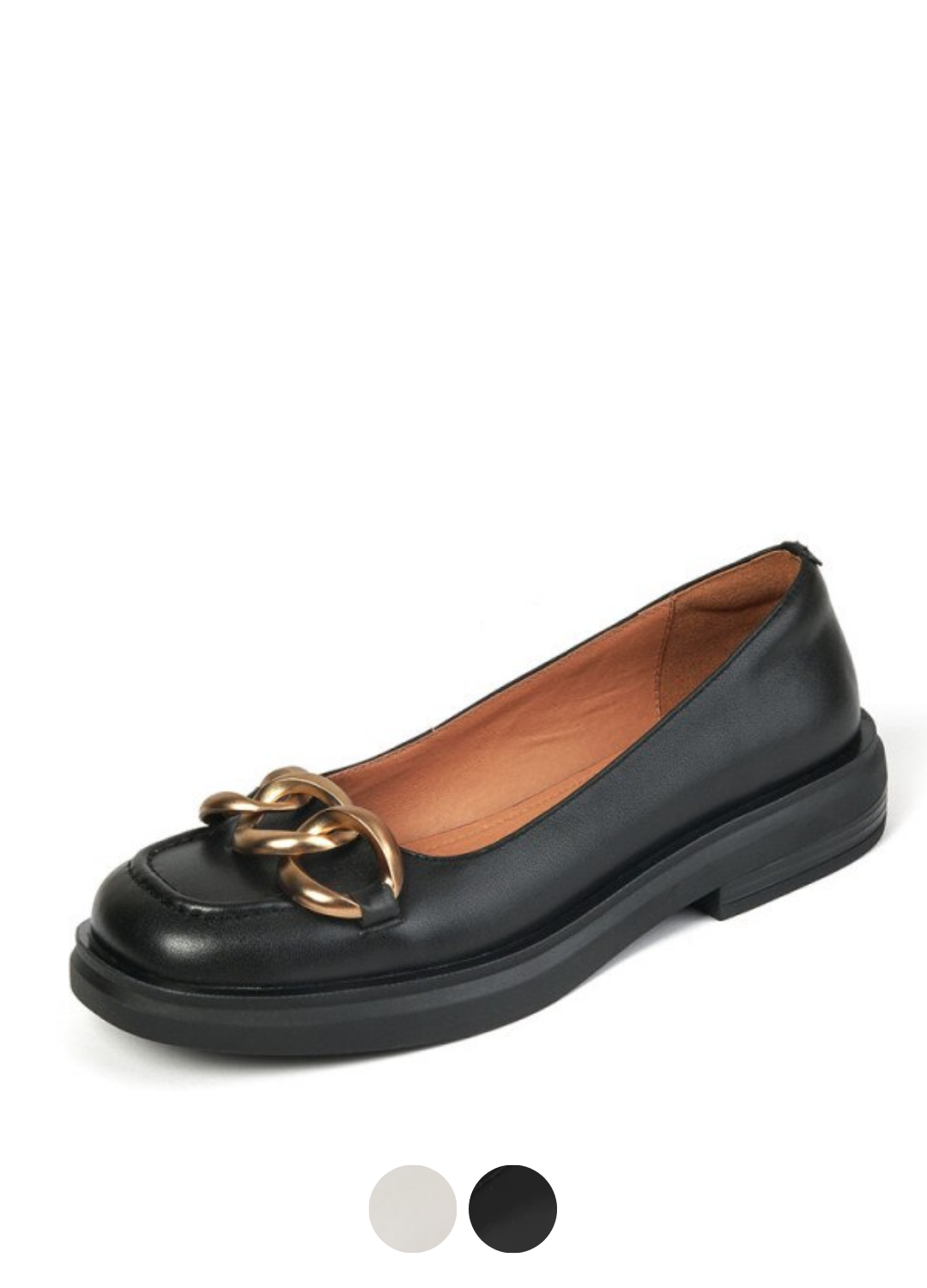 Trina Women's Flat Chain Black Shoes - Luxuryurbanwear
