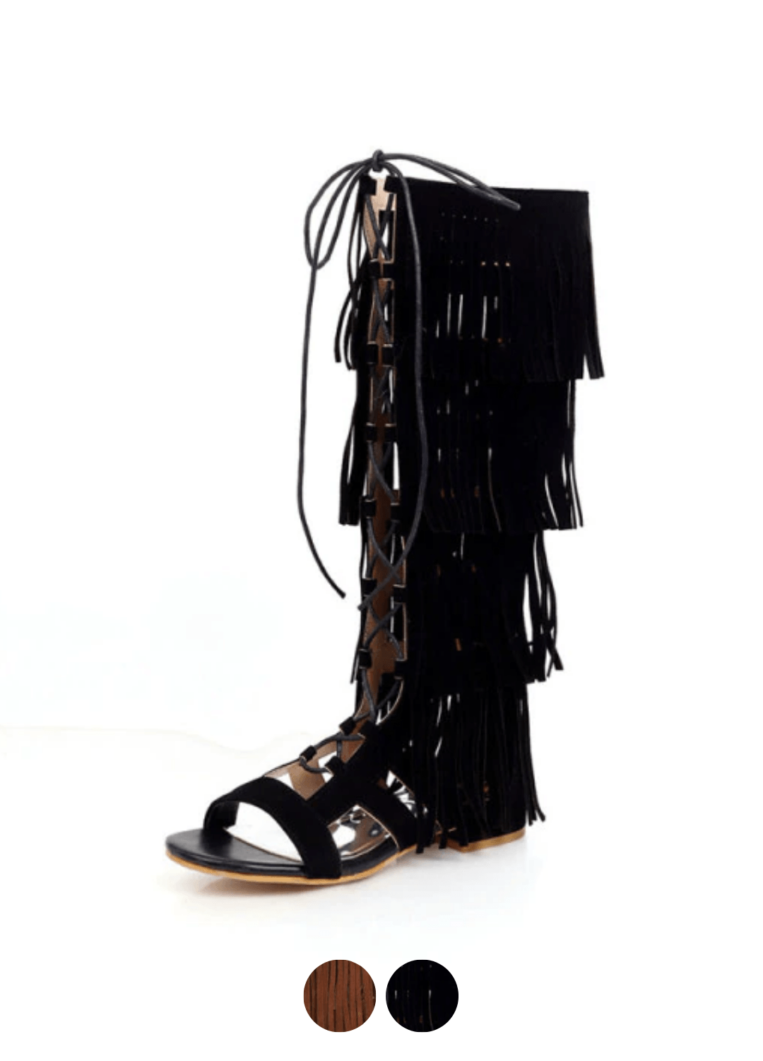 Noema Women's Gladiator Knee High Black Boots - Luxuryurbanwear