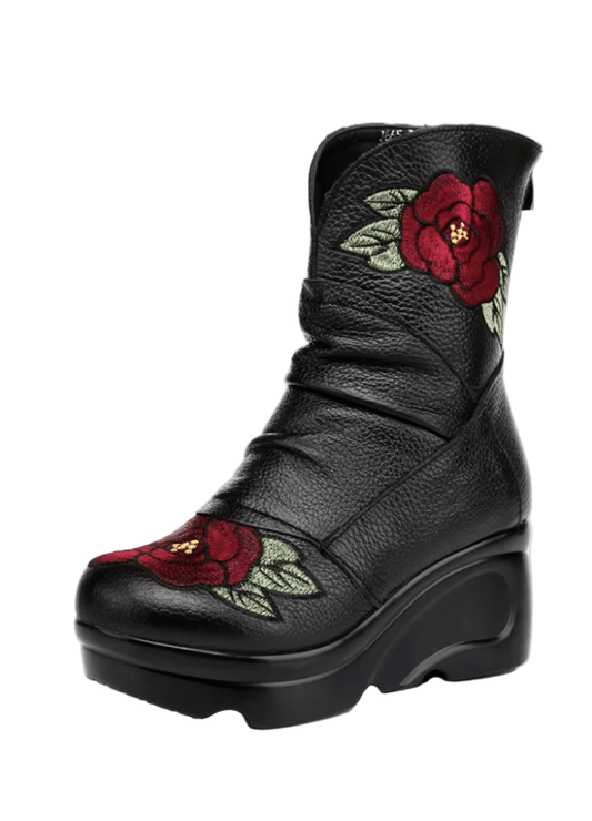 USS Shoes Virginia Women's Embroidered Leather Vintage Boots