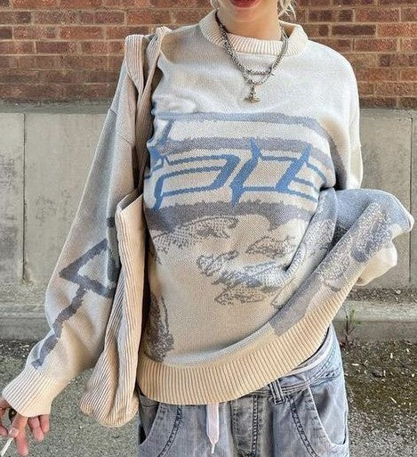 Cyber Rebellion | Graphic Knit Sweater - Luxuryurbanwear