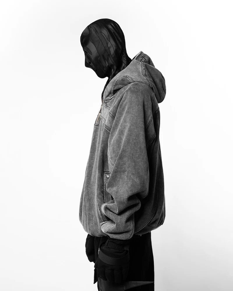 Vintage Washed Pullover | Spliced Streetwear Essential Hoodie - Luxuryurbanwear