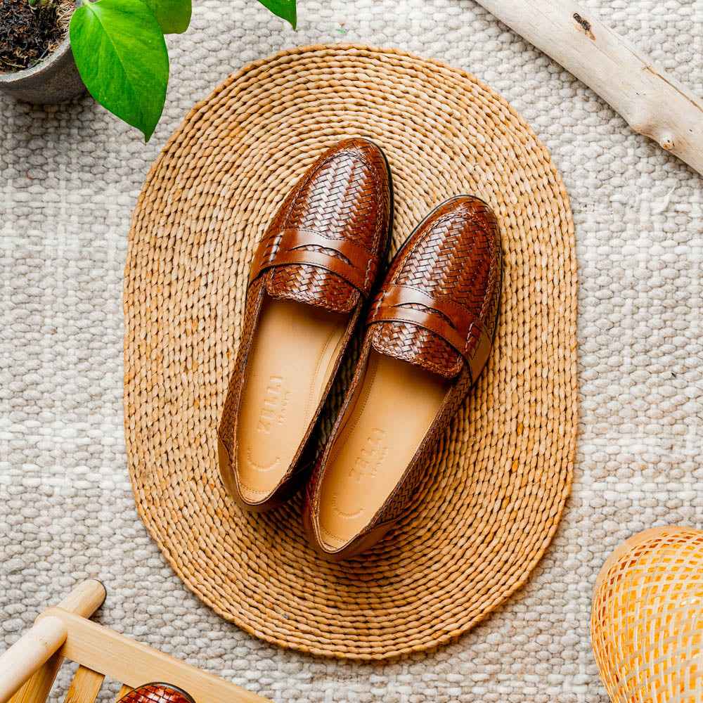 15-585-CGN NICOLA Italian Calfskin Basketweave, Cognac