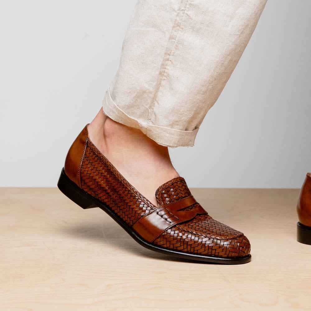 15-585-CGN NICOLA Italian Calfskin Basketweave, Cognac