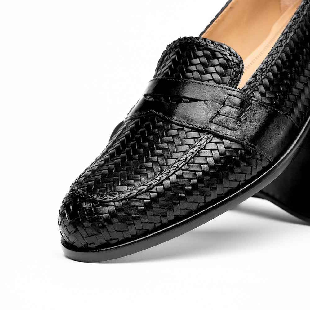 15-585-BLK NICOLA Italian Calfskin Basketweave, Black