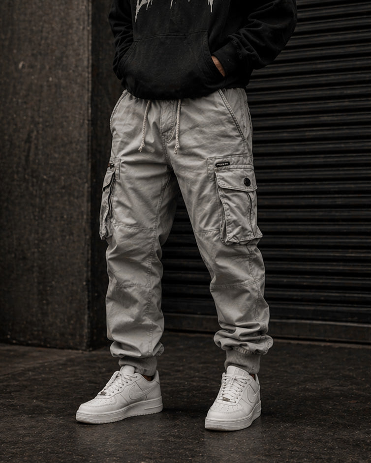 Rib Style Side Pockets Cargo Pants