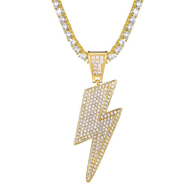 Ice Shark. Lightning Bolt Necklace