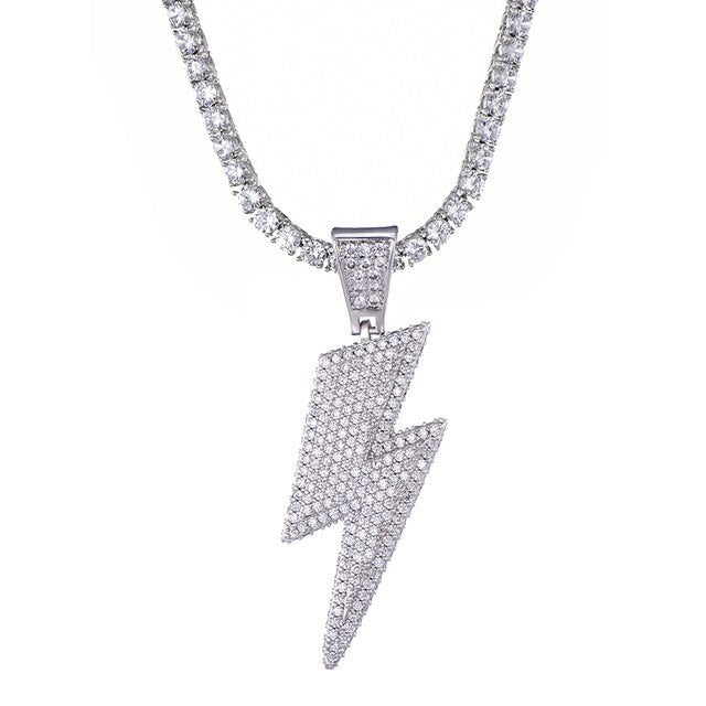 Ice Shark. Lightning Bolt Necklace