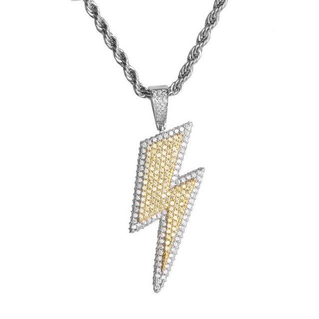 Ice Shark. Lightning Bolt Necklace