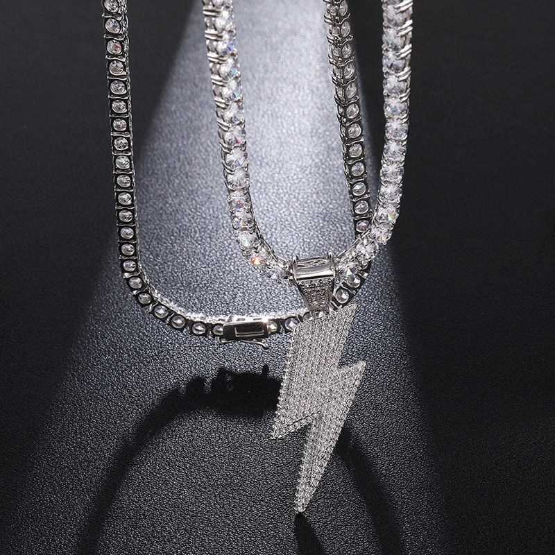 Ice Shark. Lightning Bolt Necklace