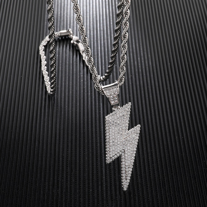 Ice Shark. Lightning Bolt Necklace