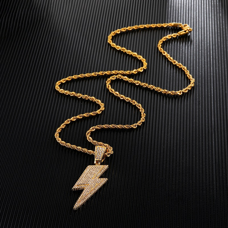 Ice Shark. Lightning Bolt Necklace