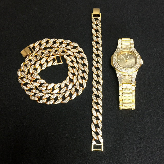 Ice Knight. Iced Out Watch Set (Silver/Gold)
