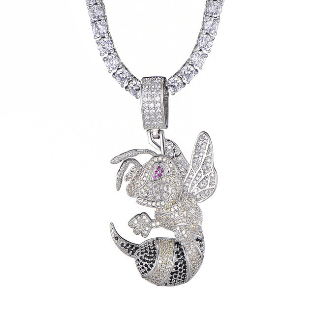 Ice Shark. Iced Hornet Necklace