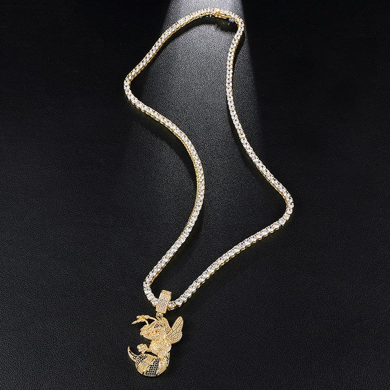 Ice Shark. Iced Hornet Necklace