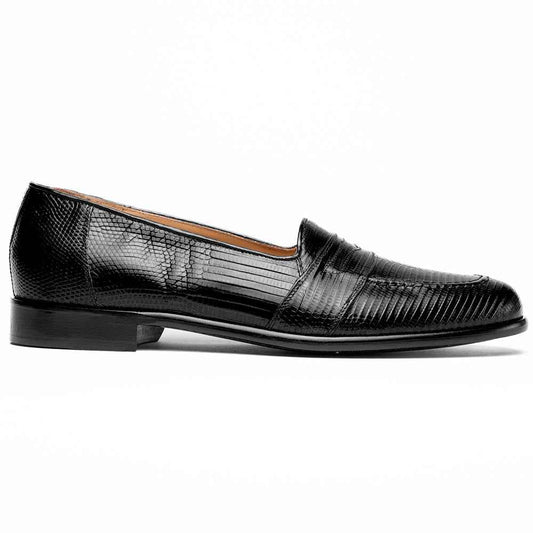 14-202-BLK ROSSI Teju Lizard Penny Loafer, Black