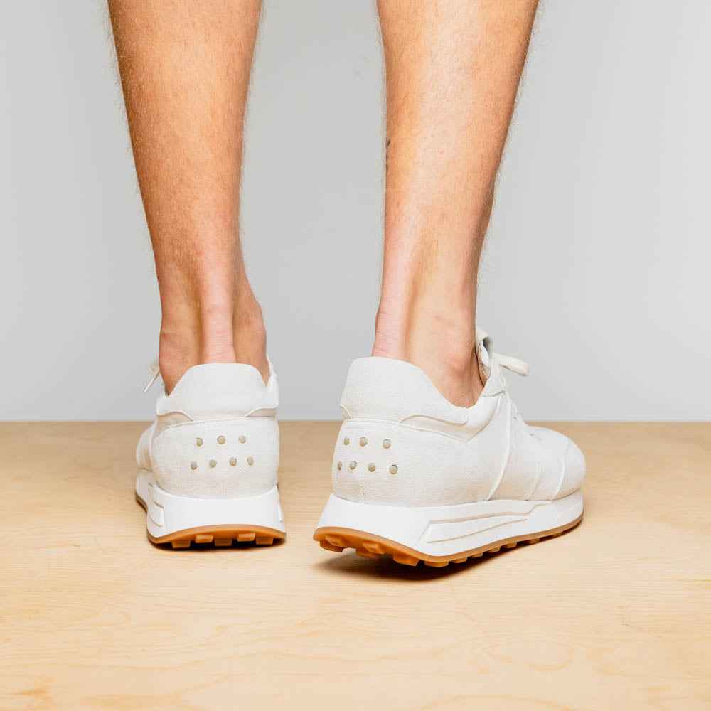 66-265-WHT ROXI Suede & Calfskin Sneaker, White