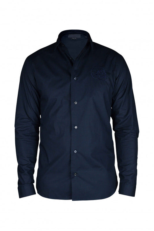 Philipp Plein Men Gold Cut Ls Skull Shirt