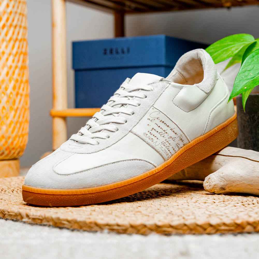65-400-WHT SHIZZO Signature Leather Sneakers, White