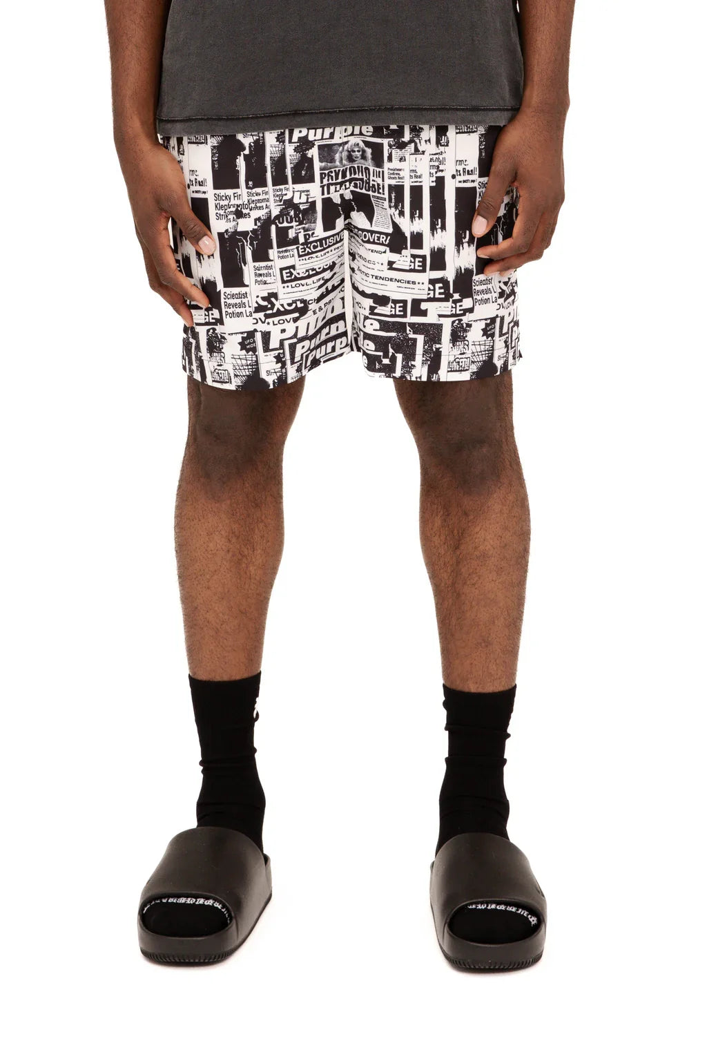 PURPLE Shorts Graphic Print Monochrome