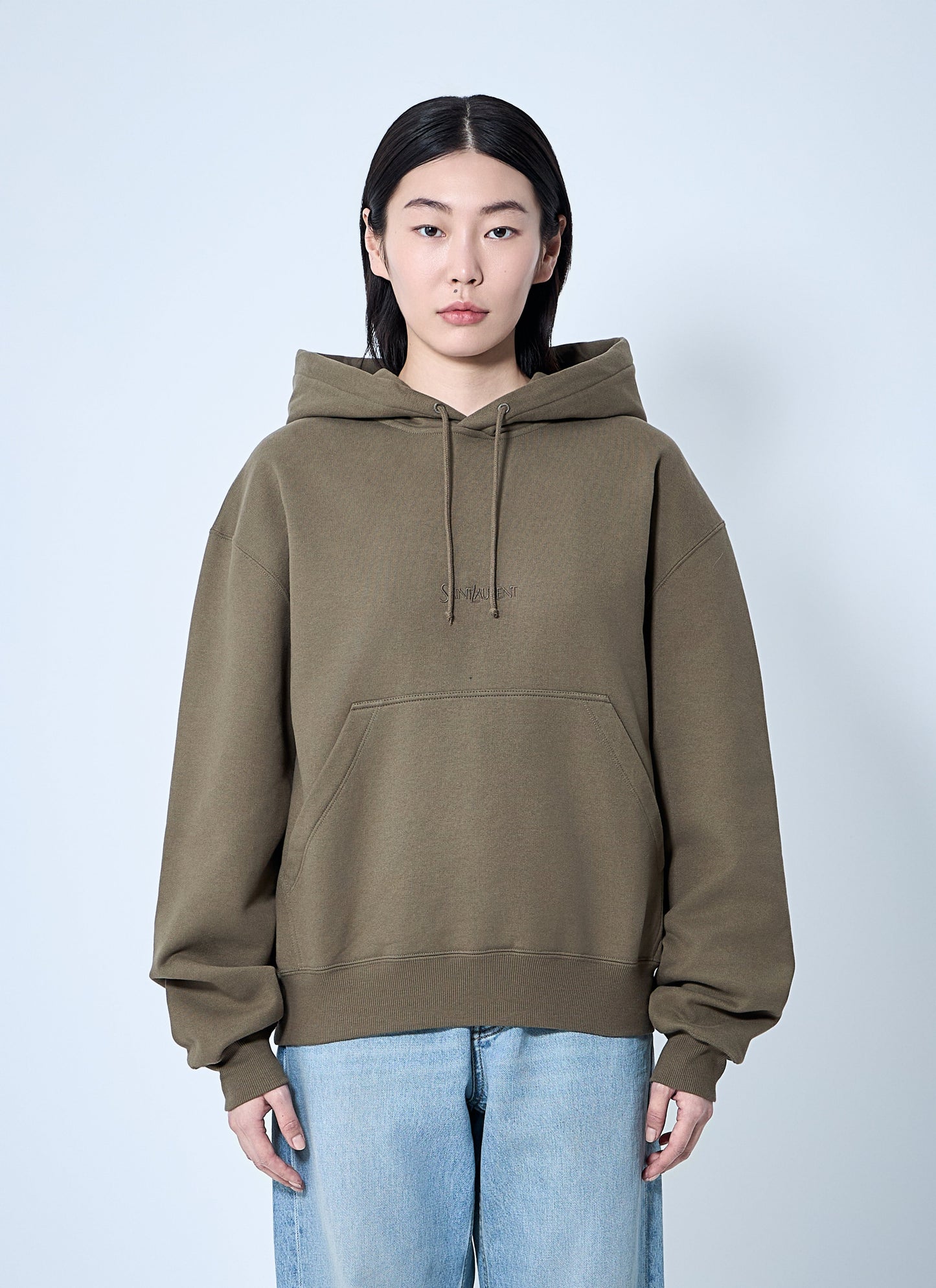 Saint Laurent Women Hooded Logo Motif Sweatshirt