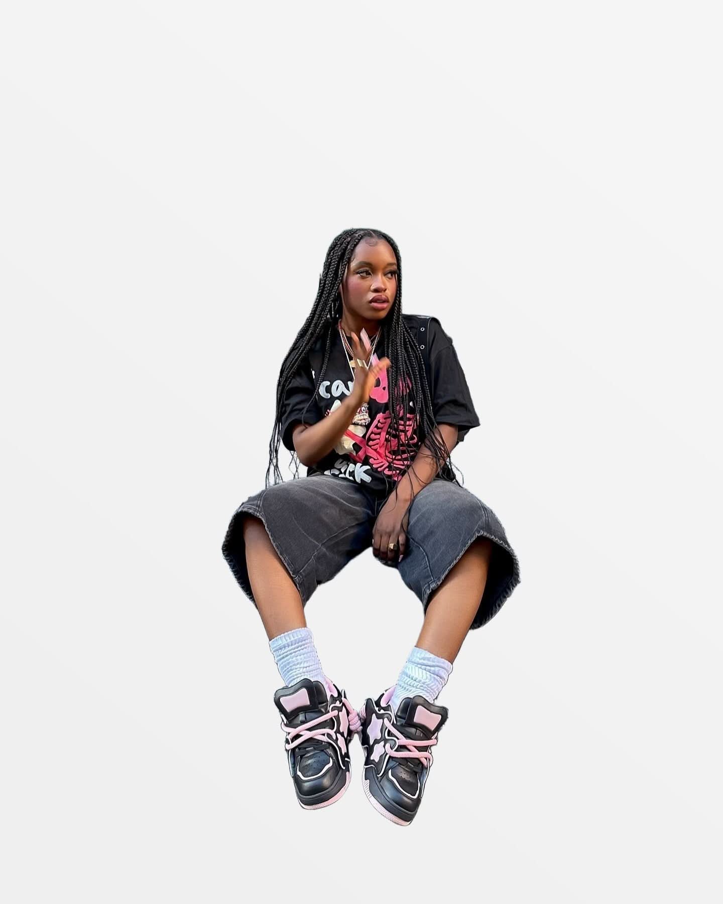 Close-up shot of the high-density skull and star print on heavyweight cotton