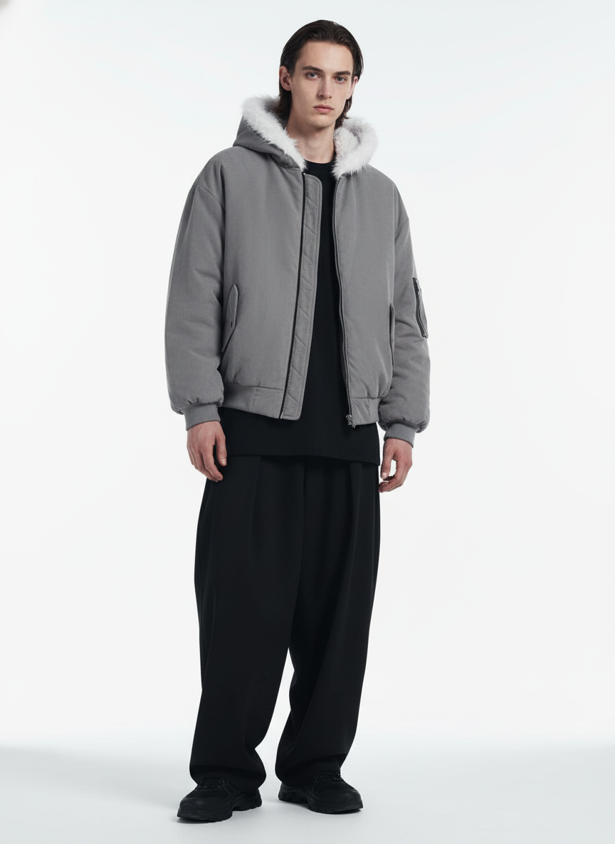 Oversized Reversible Fur Hooded Jacket - 2544 - Luxuryurbanwear