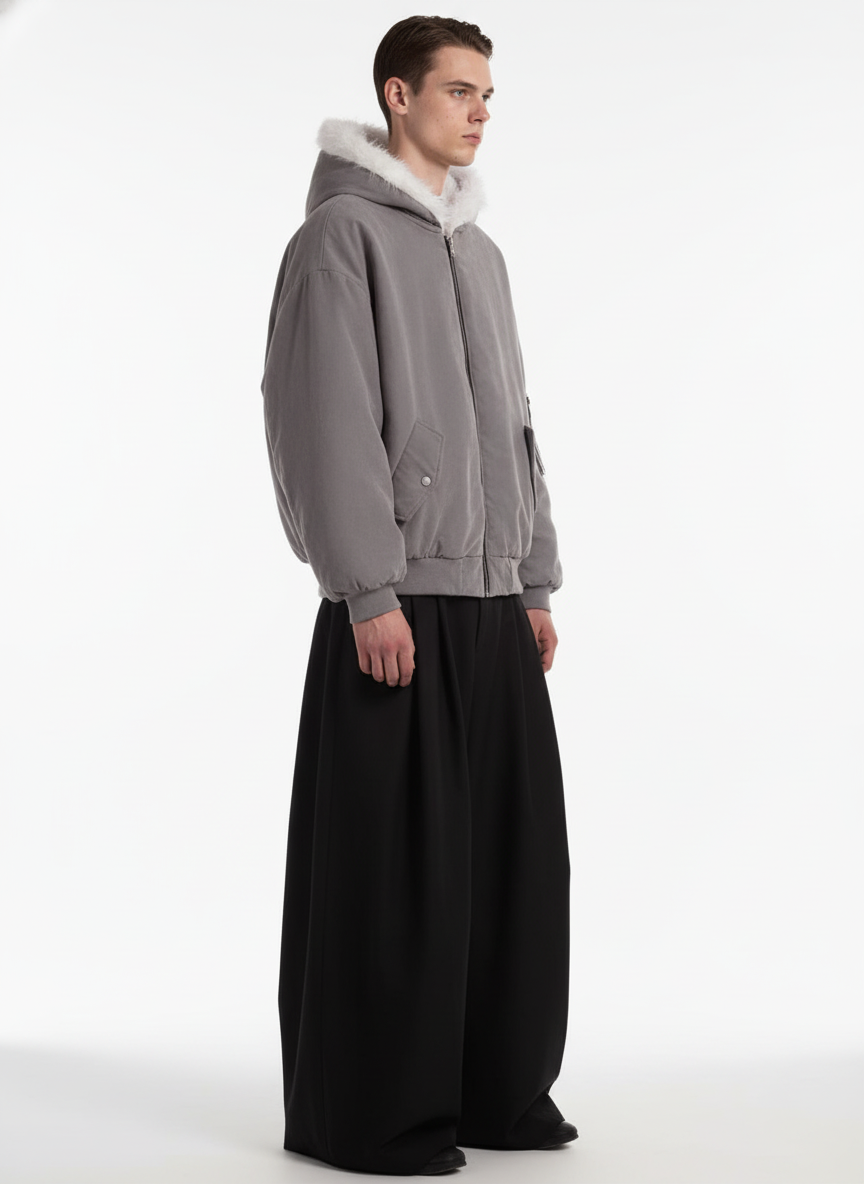 Oversized Reversible Fur Hooded Jacket - 2544 - Luxuryurbanwear