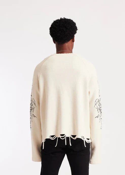 EMBELLISH Sweatshirt Distressed Hem Graphic