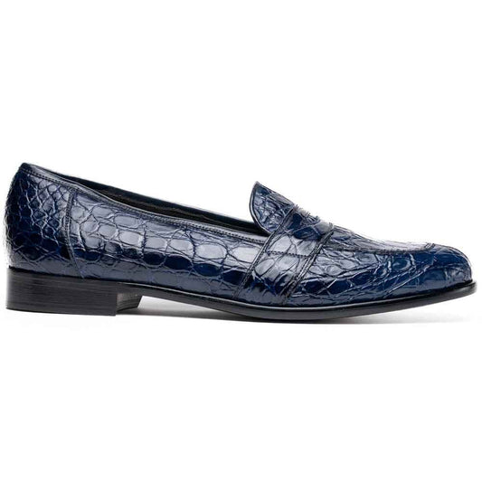 11-119-NVY TUSCANY Crocodile Penny Loafer, Navy