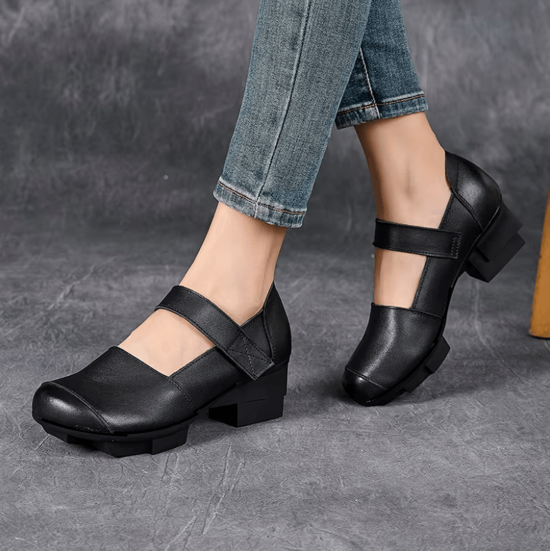 USS Shoes Adela Women's Mary Jane Hook & Loop Leather Pumps
