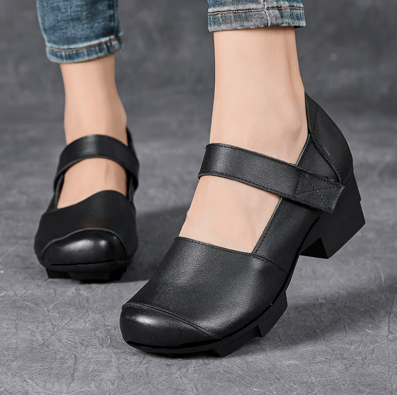 USS Shoes Adela Women's Mary Jane Hook & Loop Leather Pumps