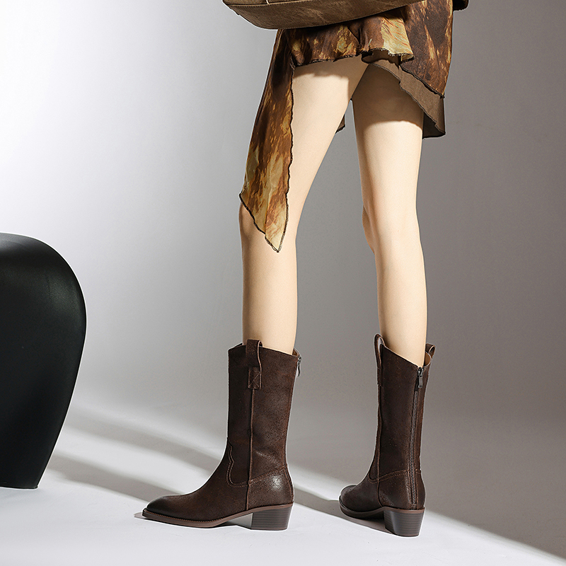 USS Shoes Aila Women's Leather Western Boots - Luxuryurbanwear