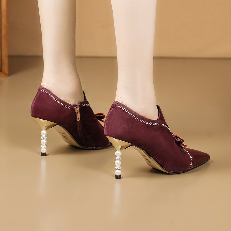 USS Shoes Alice Women's Leather Crystal Heel Stiletto Pumps - Luxuryurbanwear
