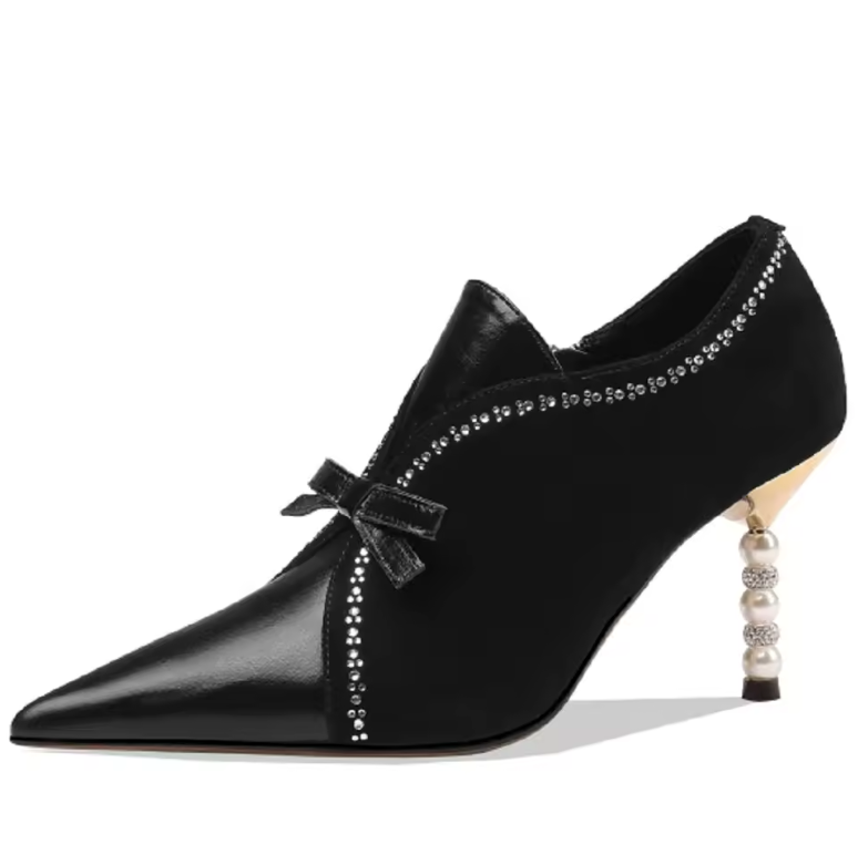 USS Shoes Alice Women's Leather Crystal Heel Stiletto Pumps - Luxuryurbanwear