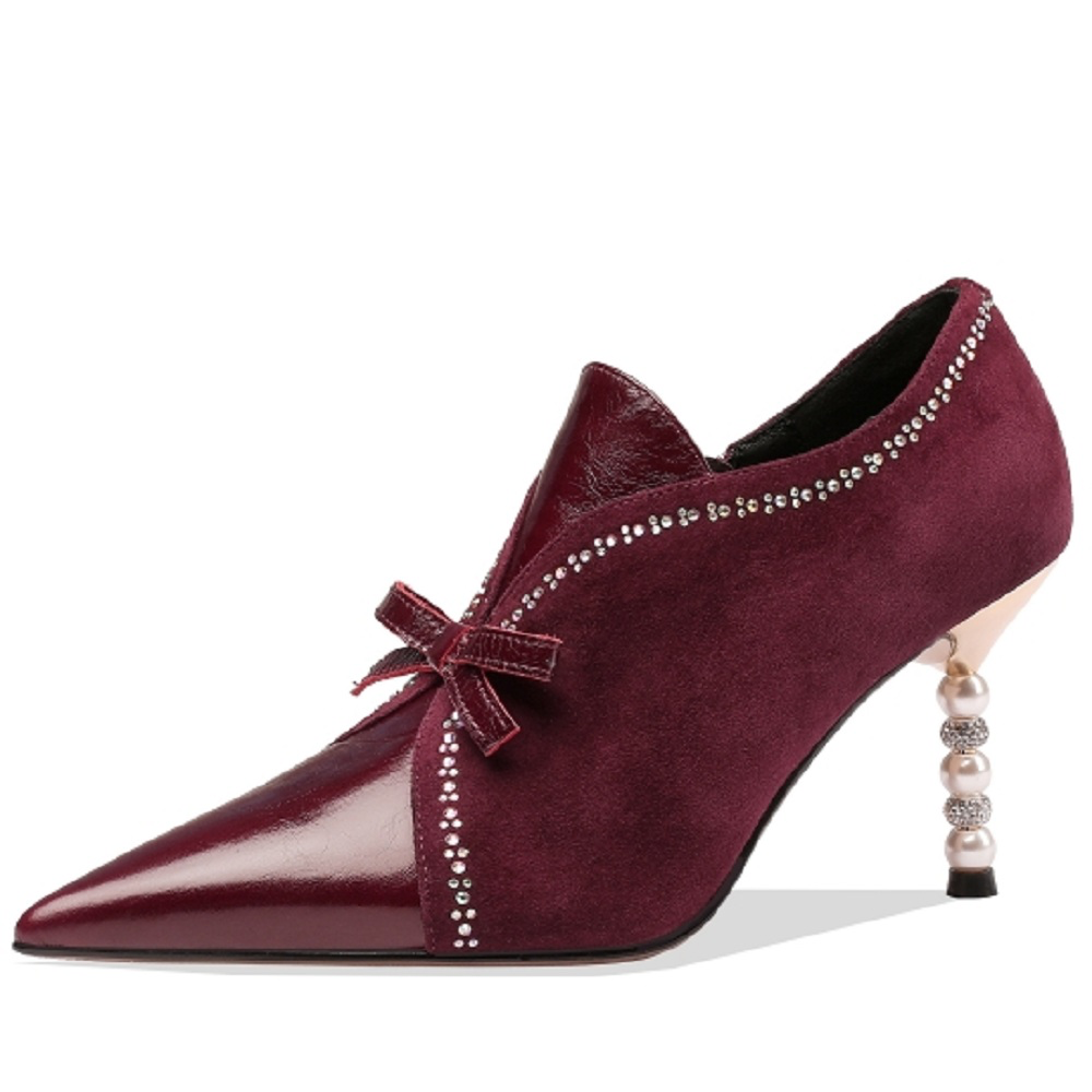 USS Shoes Alice Women's Leather Crystal Heel Stiletto Pumps - Luxuryurbanwear
