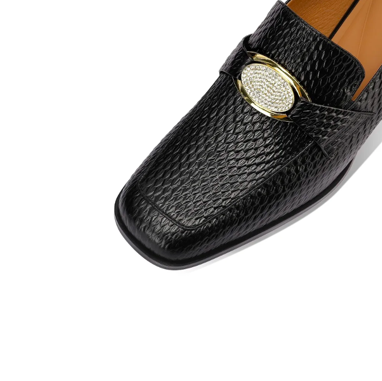 USS Shoes Alix Women's Square Toe and Buckle With Rhinestones Pumps - Luxuryurbanwear