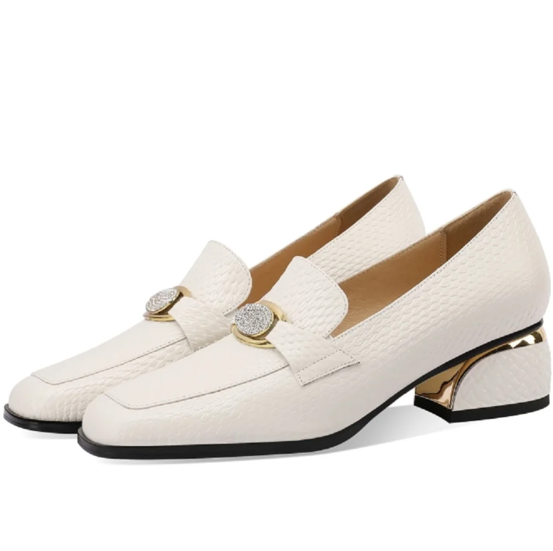 USS Shoes Alix Women's Square Toe and Buckle With Rhinestones Pumps - Luxuryurbanwear