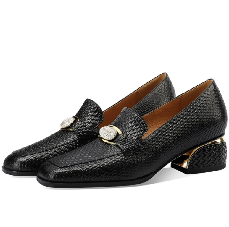 USS Shoes Alix Women's Square Toe and Buckle With Rhinestones Pumps - Luxuryurbanwear